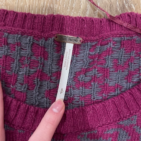 Free People Cool Cat Purple Leopard Print Oversized Drop Shoulder Sweater Size S - Picture 5 of 8